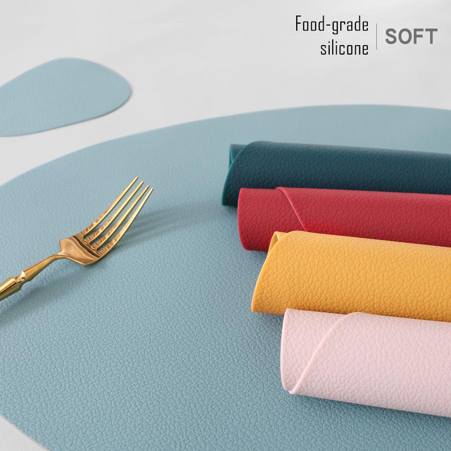 Waterproof Silicone Placemat Table Mat Set Heat Insulation Non-Slip Tableware Pad Washable Bowl Cup Coaster Home Decoration 2025