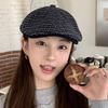 Retro plaid forward hat women's autumn and winter new literary and versatile cap shows the face small street painter hat tide