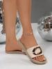 Fashion 2025 New Women Thick-Soled Slippers Fashion Rivets Luxurious Design Sandals Summer Casual Open-Toe Wood-soled High Heels Zapatos