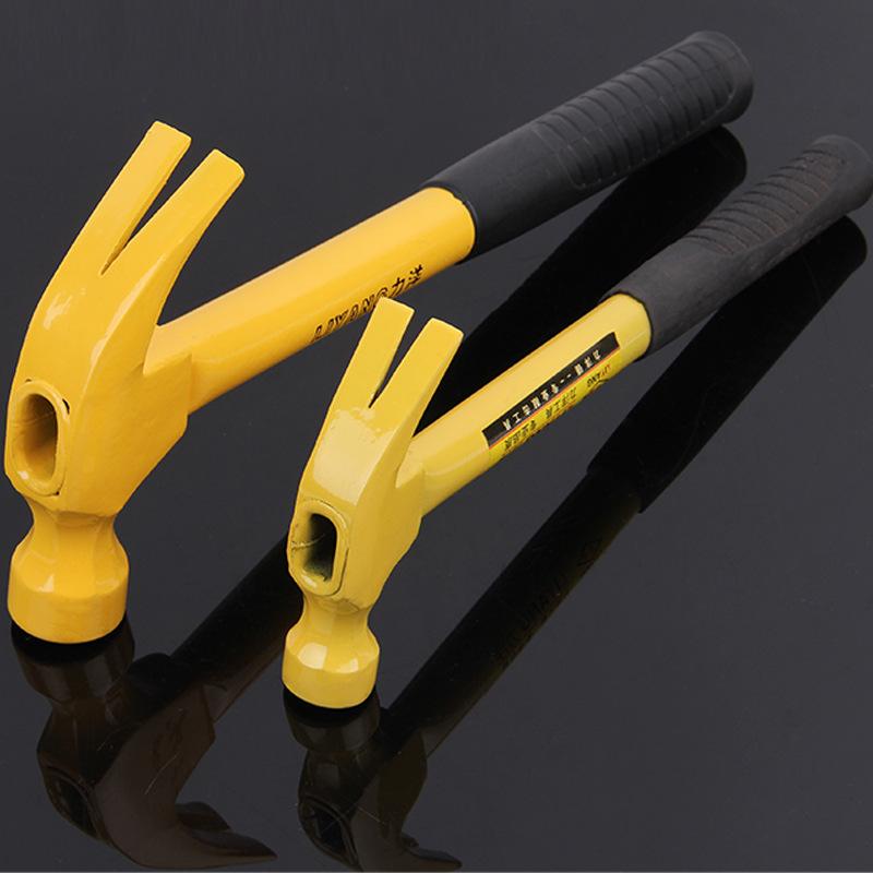 Yellow Steel Claw Hammer for Nail Pulling - Available In 0.25kg, 0.5kg, and 0.75kg.