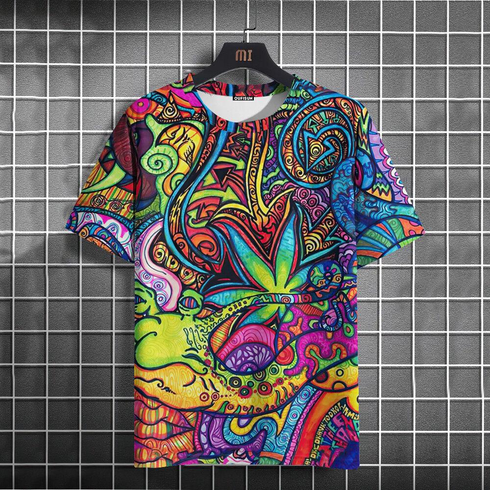 New Summer Men's T-Shirt 3D Ethnic Style Print Short Sleeve Casual Fashion T-Shirt for Men O Neck Tops Oversized Men's Clothing