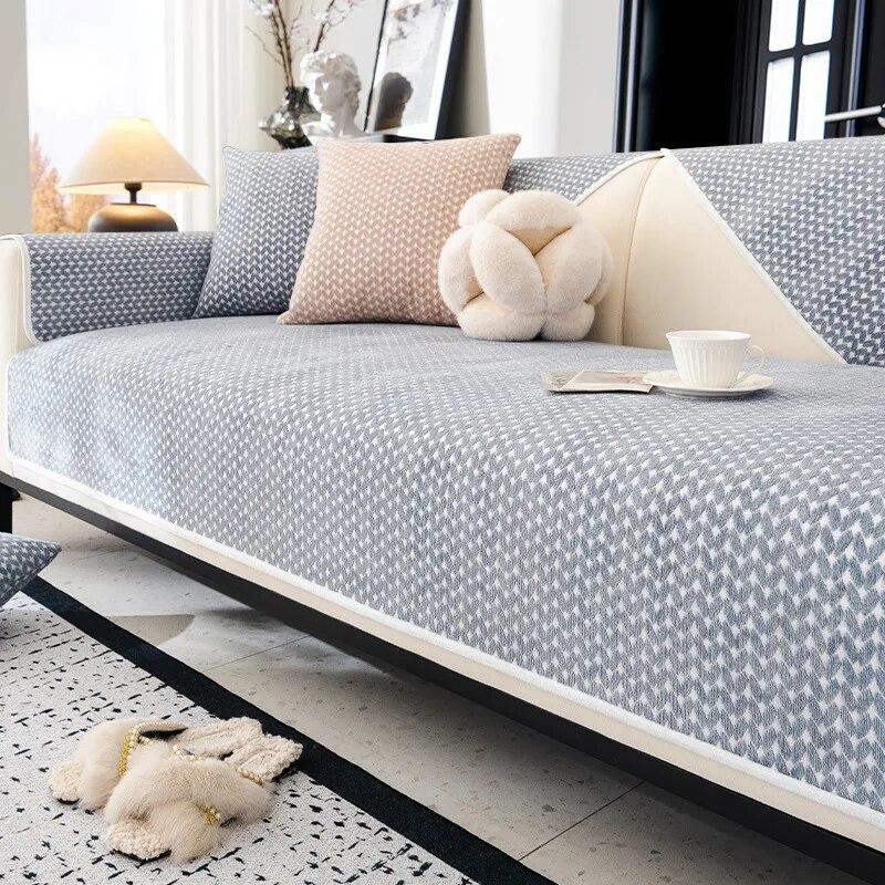 

Chenille Sofa Cover Non Slip Wheat Ear Grain Design Armrest Backrest Cushion Mat for Living Room Soft Durable Fabric 70x70cm 1pcs