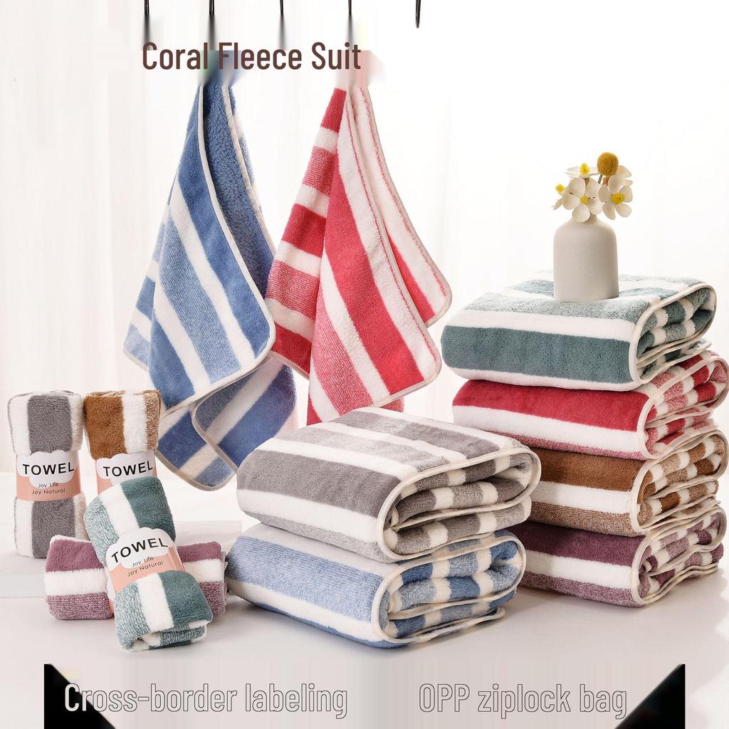 Soft Coral Fleece Absorbent Couple Bath Towel for Home Use