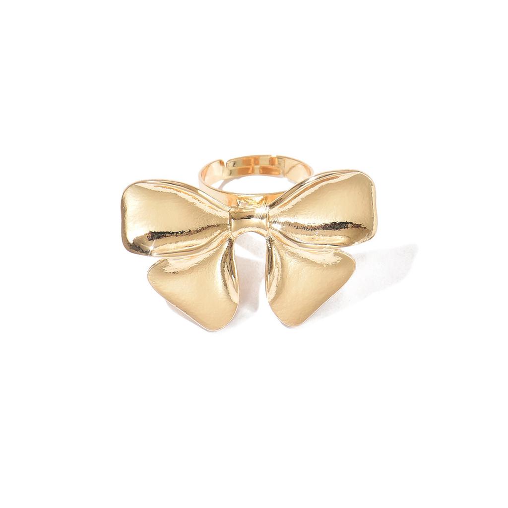 Bow ring, European and American jewelry design, smooth surface, sweet ins wind, open joint ring for women
