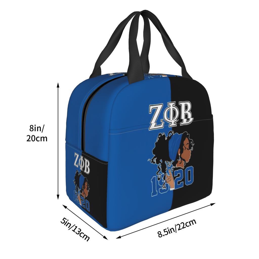 Zeta Phi Beta ZOB Sorority Insulated Lunch Bags for Outdoor Picnic Resuable Cooler Thermal Lunch Box Women Men