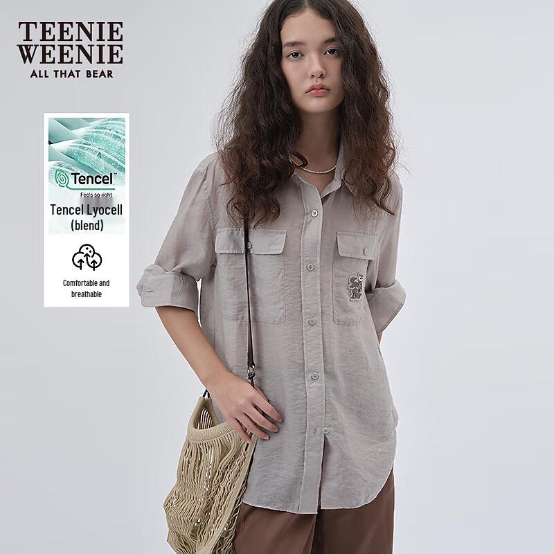 Teenie Weenie Women s Tencel Blend Bear Lightweight Loose Shirt L