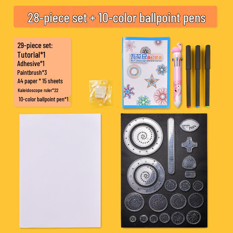 Kaleidoscope Educational Multifunctional Ruler Set - Perfect for Elementary Students' Creative Projects and Drawings