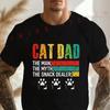 Men's Black Fun Cat Dad - For Man Mythical Snack Vendor Pattern Moto Cotton T-Shirt Men's Summe