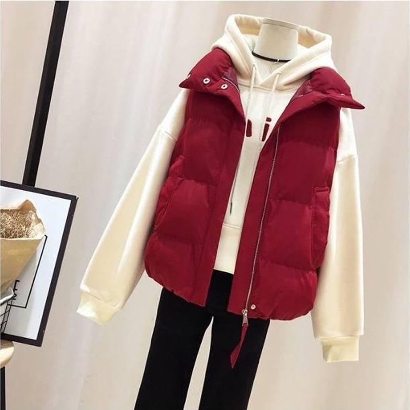 Mode Warme Daunenjacke in Übergröße Damen Kurz Koreanischer Stil Student Herbst und Winter Allround Locker Weste Weste