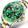 OLEVS Men's Mechanical Automatic Watch G6650 Waterproof Luminous Date Stainless Steel Green and Gold
