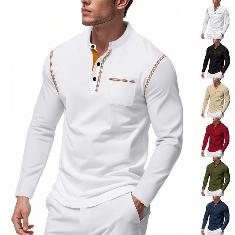 Men S Long Sleeve Casual T Shirt Color Block