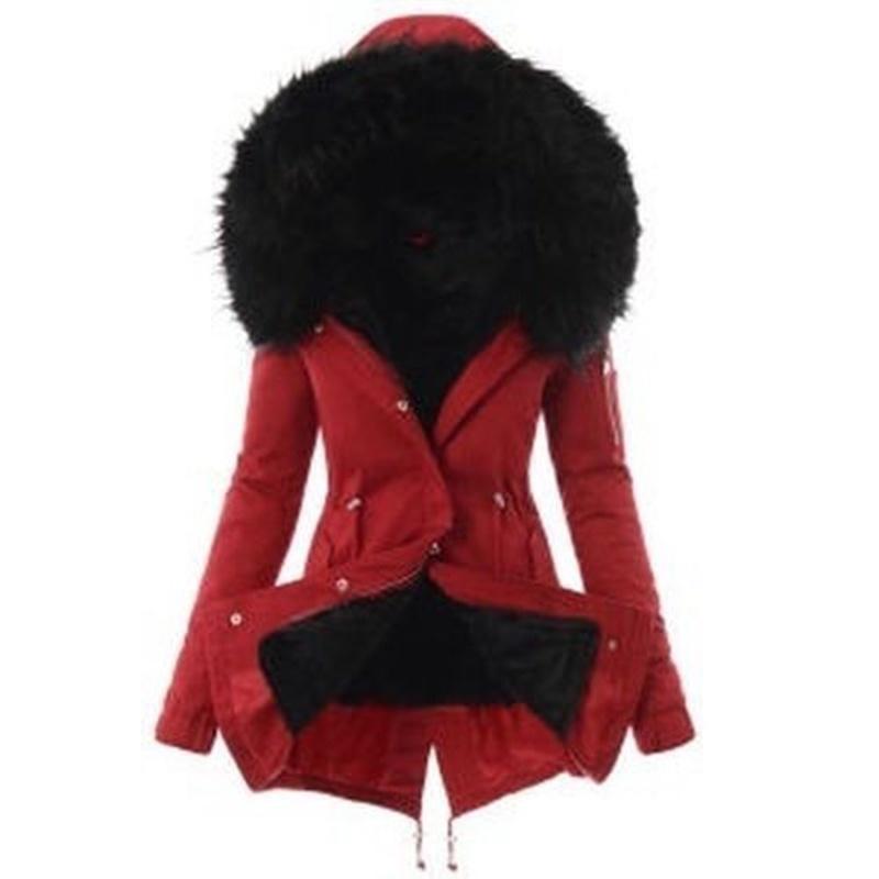 Luxuriously Warm Winter Womens Parka Outwear Military Hooded Coat With Fur Lining