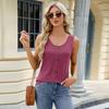 2025 New Women's Round Neck Button Detail Solid Color Casual Sleeveless Tank Top for Everyday Layering