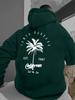 Coconut Trees Print Men's Fashionable Hoodie, Trendy Hooded Pullover Sweatshirt For Men, Perfect For Fall And Winter