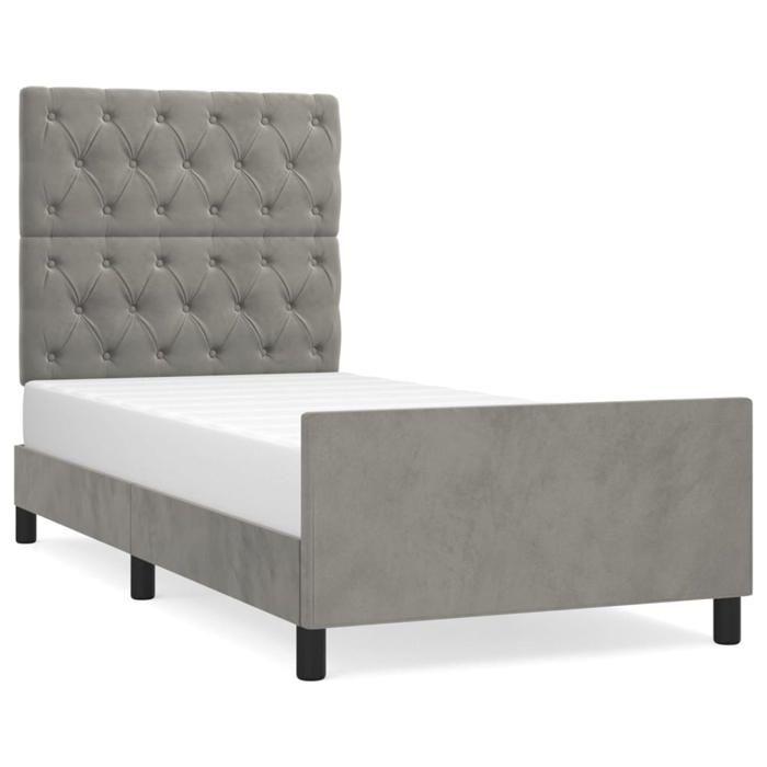 VidaXL Cadre de lit avec tête de lit Gris clair 80x200 cm Velours3125904