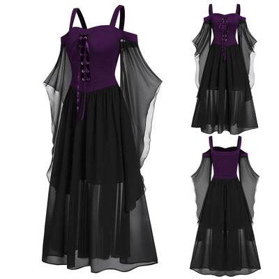Women's Halloween Black Devil Party Dress Witch Strap Dress