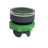 Flat Pushbutton Head with Automatic Return, LED, Green Plastic