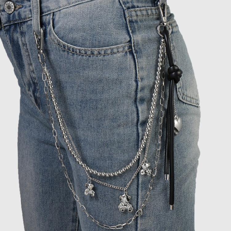 Corrente de Calças Cinto Coração Metal para Unissex Egirl Eboy Jeans Corrente Estética Punk