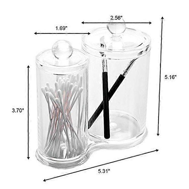 Cotton Pad Box 2 Round Compartments Transparent Acrylic Makeup Storage for Cotton Swab and Cotton Pads