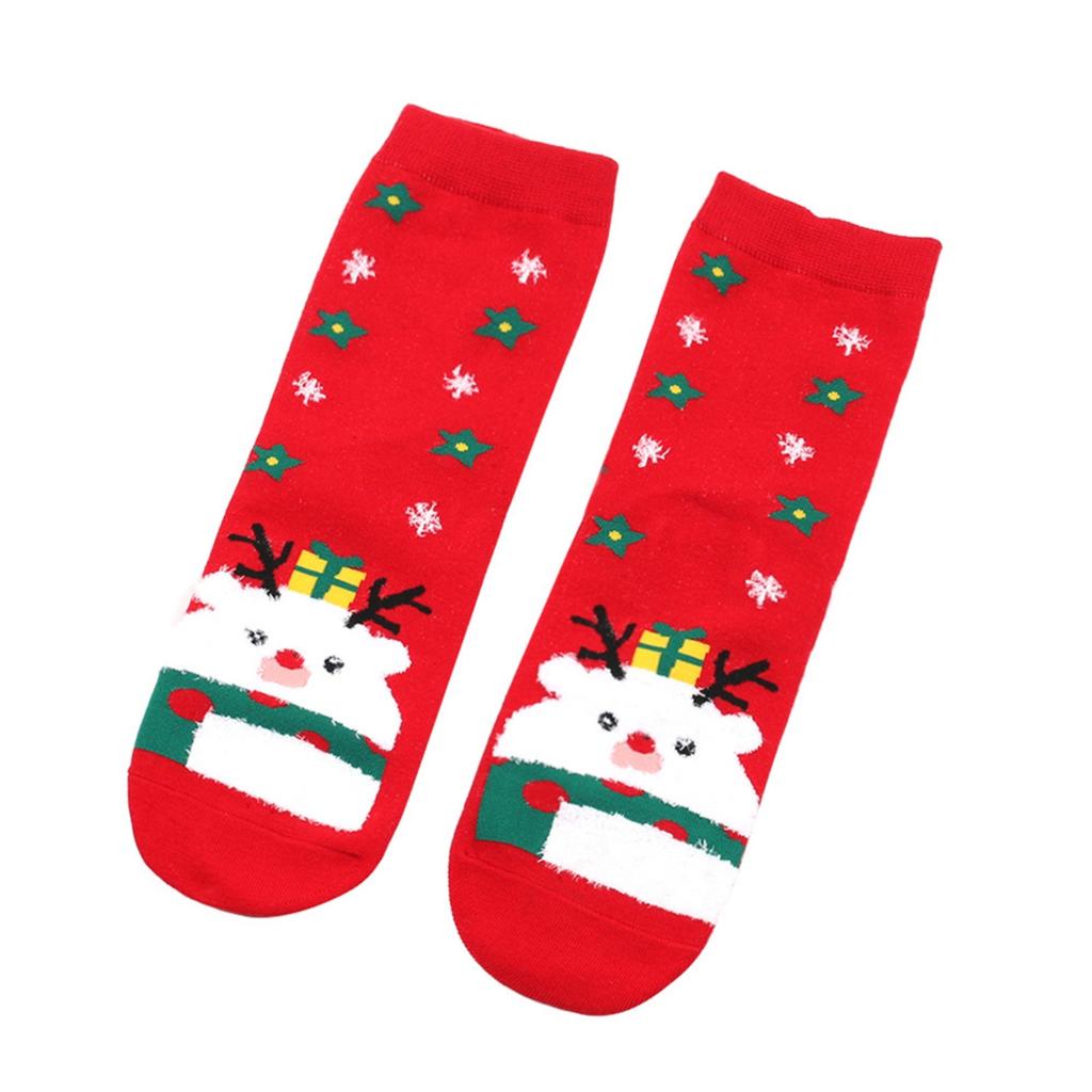 Cute Cartoon Mid-calf Cotton Socks With Christmas Elk Snowman And Sock Patterns