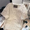 T-shirt Women Versatile Summer Casual Large Size Loose V Neck Stamp Pullover Short-sleeved Tops