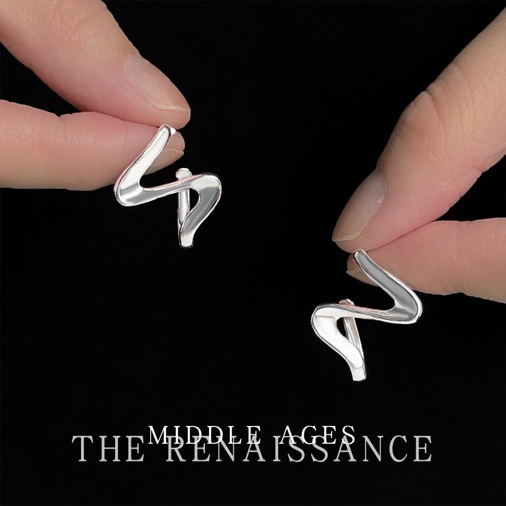 Distorted Space~ Personalized Geometric Lines Stud Earrings Niche Design Cold Wind Earrings Women