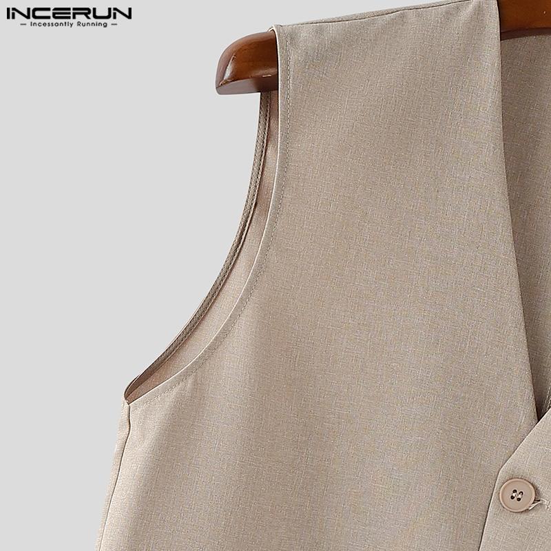 INCERUN Men Sleeveless V Neck Buttons Up Waistcoat and Long Pants Outfits Sets