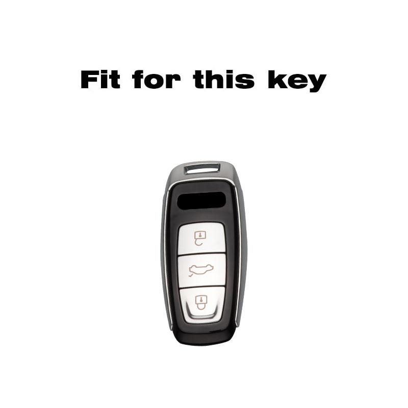 Zinc Alloy Car Remote Key Case Cover Shell Fob for A3 A4 B9 A6 A7 4K A8 E-tron Q5 Q8 C8 D5 SQ8 Key Protection Bag Accessory