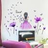 New Flower Butterfly Girl Wall Stickers Home Room Creative Decoration Self Adhesive Mural Stickers Children's Room Wallpaper