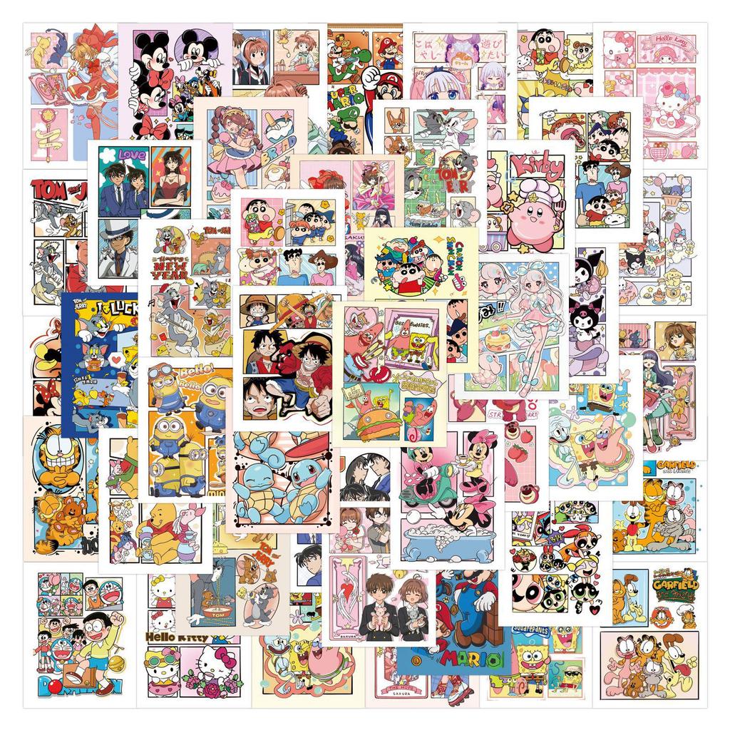 60 Cartoon Anime Storyboard Stickers for Journals, DIY, Stationery, Phones, Laptops