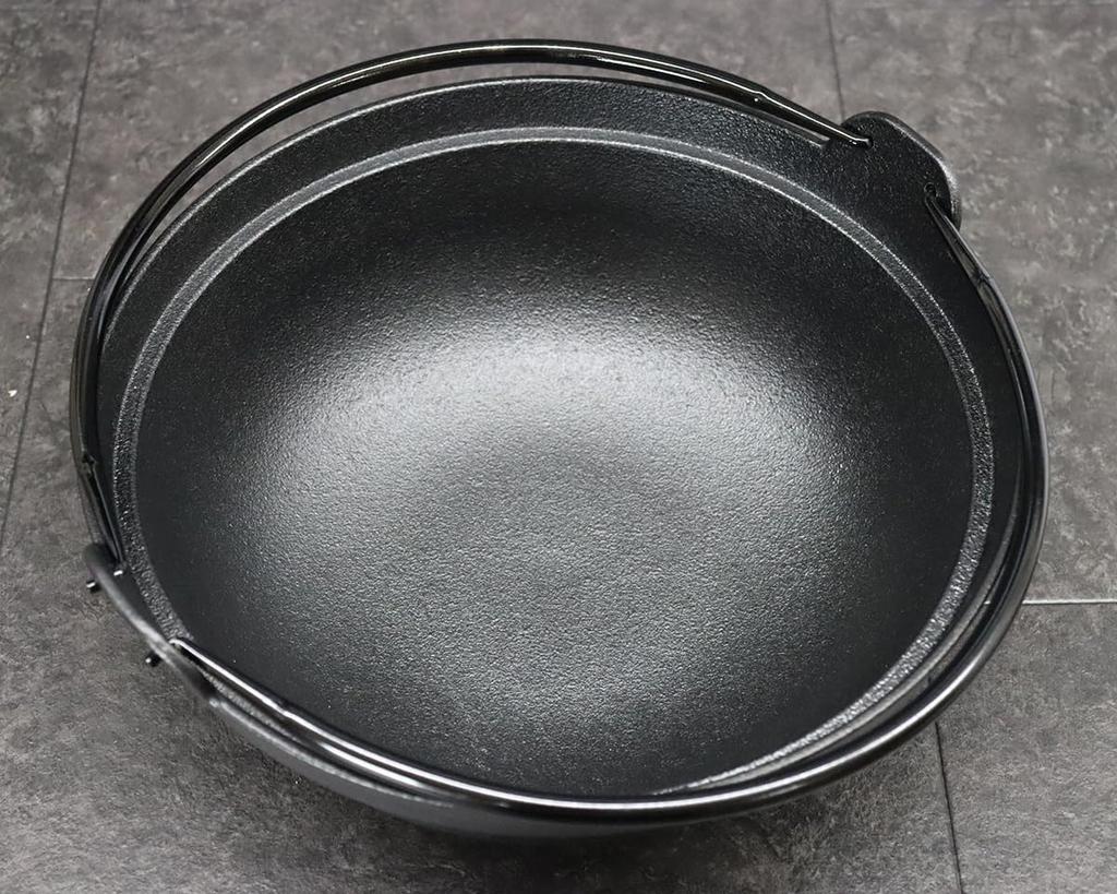 Asahi Iwate Prefecture Traditional Craftsmanship Nanbu Iron Irori Pot 27 with Two Handles and Wooden Lid and IH Commercial Use (2.8L Capacity) (Gas