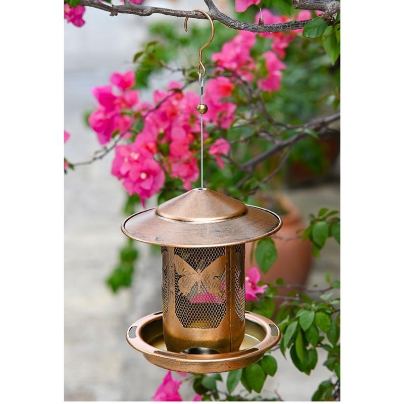 Rostfreier Metall Wildvogelfutterspender Futtertablett Eichhörnchensicheres Design Einfüllbar Aufhänger für Vogelbeobachtung im Garten