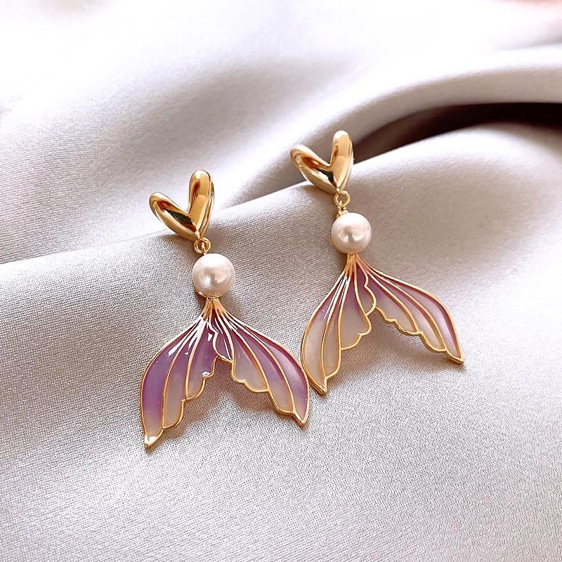 Monet Garden Style Oil Painting Baroque Pearl Earrings - French Court Inspired Light Luxury Accessories