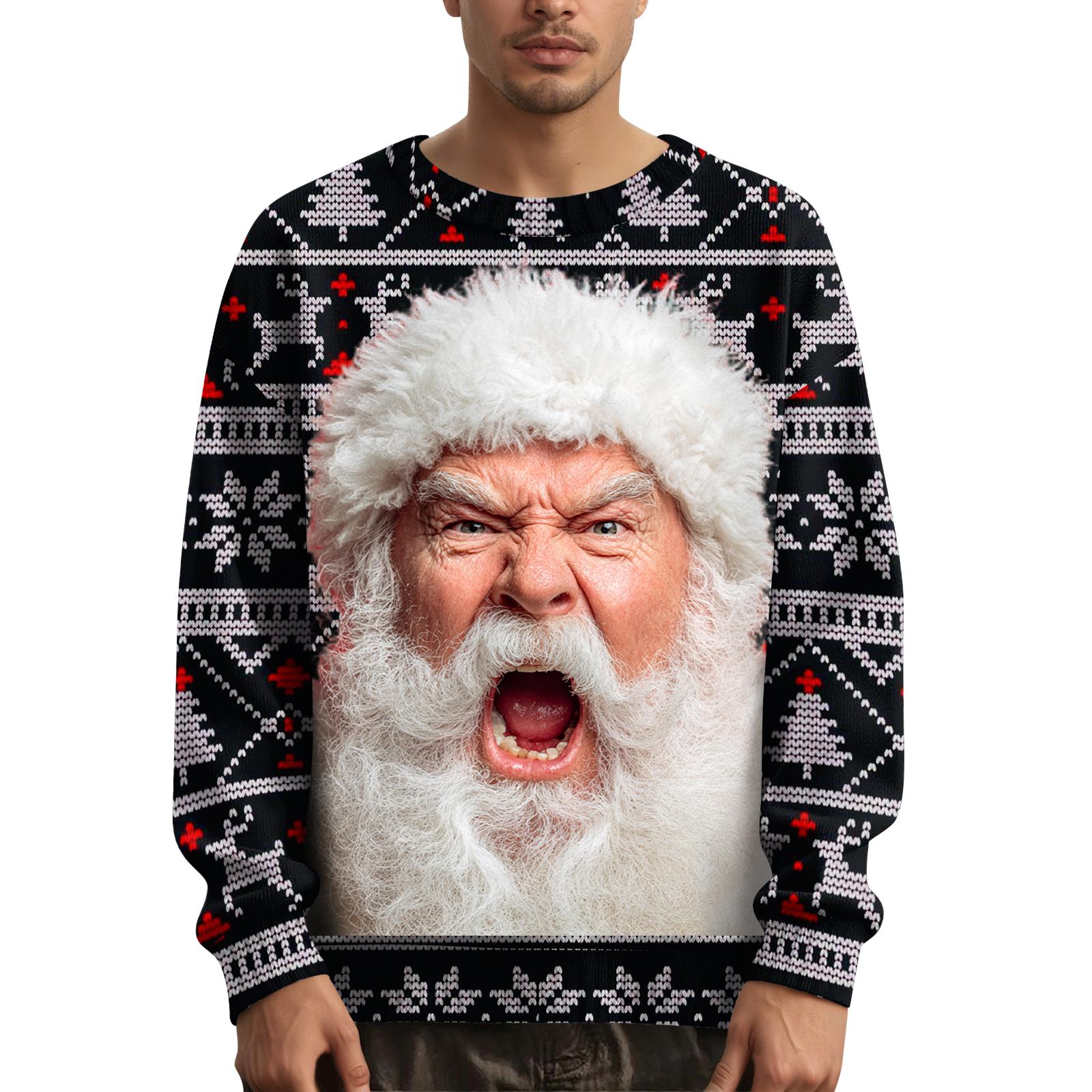 

Мужской рождественский свитер с принтованным воротником M тёмно-синий