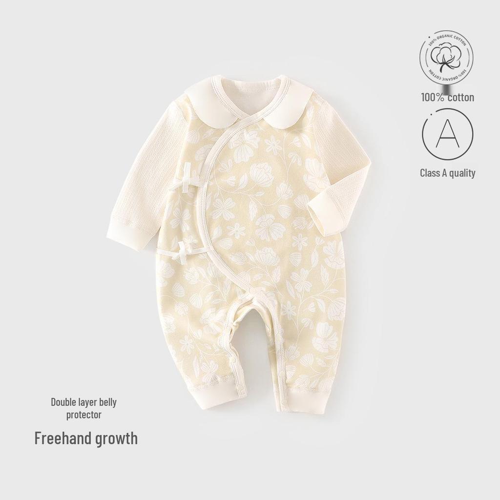 Newborn Pure Cotton Baby Jumpsuit: Spring & Autumn Monk Style Bodysuit for Infants & Toddlers