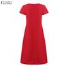 ZANZEA Women Casual Round Neck Short Sleeve Floral Print Dress