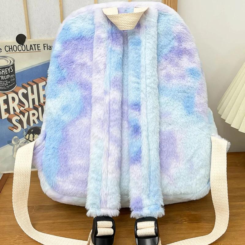 Minimalistisk dopamin plysj ryggsekk med glidelås ny vakker stor kapasitet universitetsstudent ryggsekk ensfarget allsidig ryggsekk