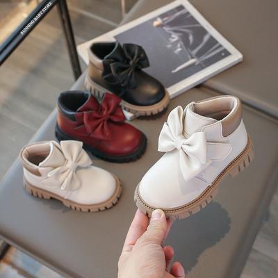 Autumn New Children's Shoes Beautiful Girls Butterfly-knot Casual Beauty Boots High Top Soft Leather Shoes Kids Girl I06044