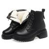 Snow Boots Women Genuine Leather Natural Wool Women Winter Boots British Wind Platform Women Ankle Boot