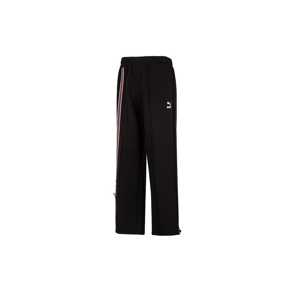 Puma Team Badge Straight-Leg Casual Sports Pants Men Bottoms Black 677376-01