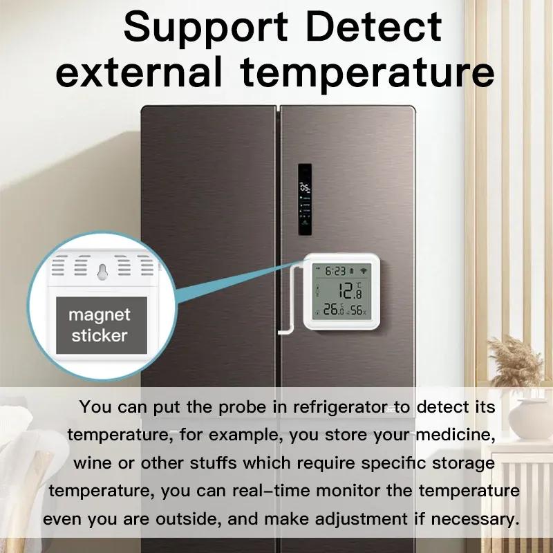 Tuya Zigbee WiFi Temperature Humidity Sensor 1M External Sensor Cable Probe APP Remote Control Work With SmartLife Yandex Alexa