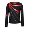 Costum patinaj artistic băieți Gât rotund Mânecă lungă Patchwork metalic Strălucitor Strassuri Top