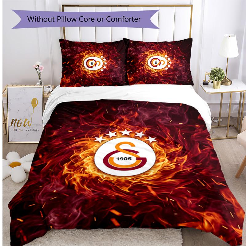 Galatasaray FC Printed 3PCS Bedding Set Breathable Duvet Cover with Pillowcases Decorative Bed Linen for Bedroom Home