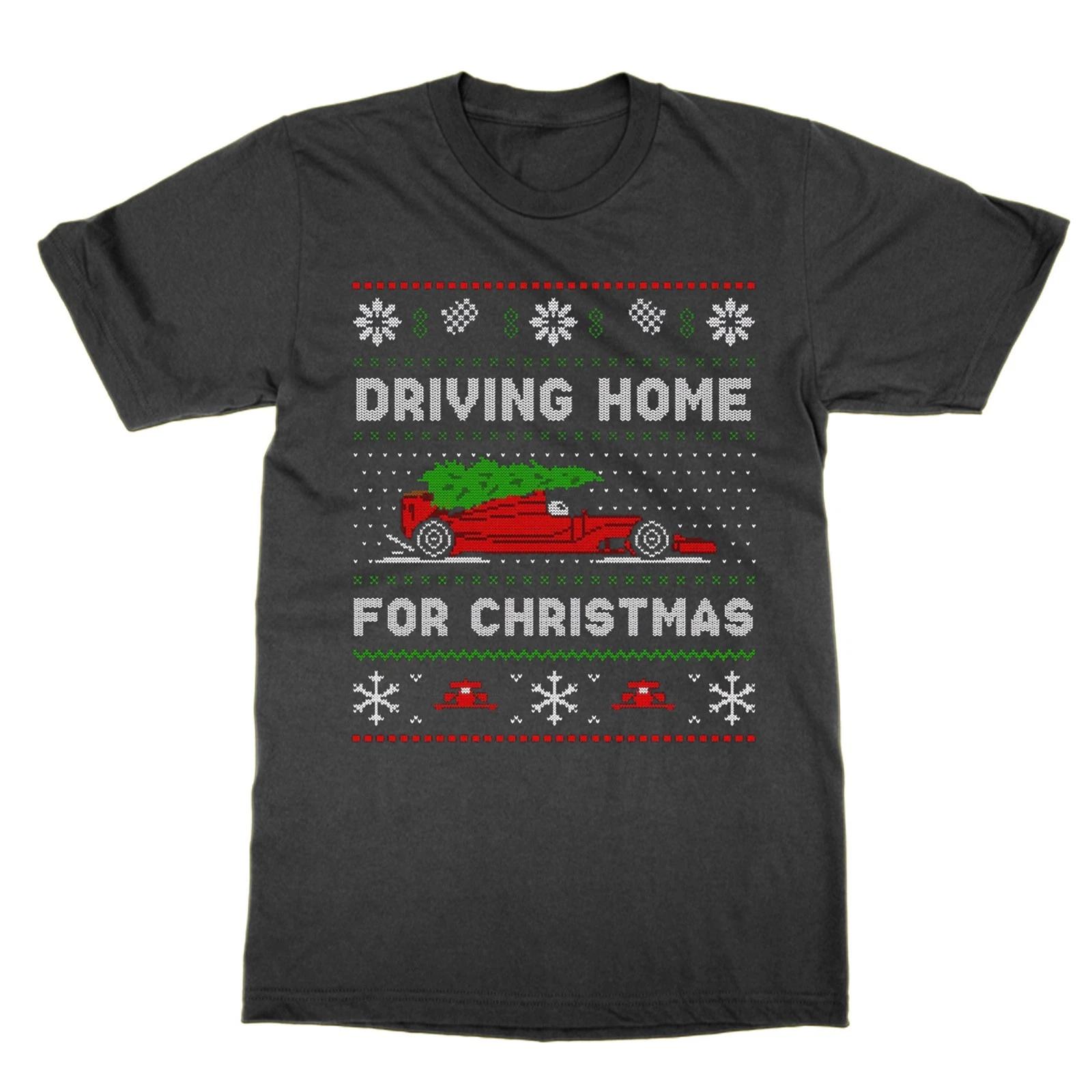 T-Shirt Amusant De Noël Formula One Pour Conduire À Domicile, Haut De Noël F1 XL