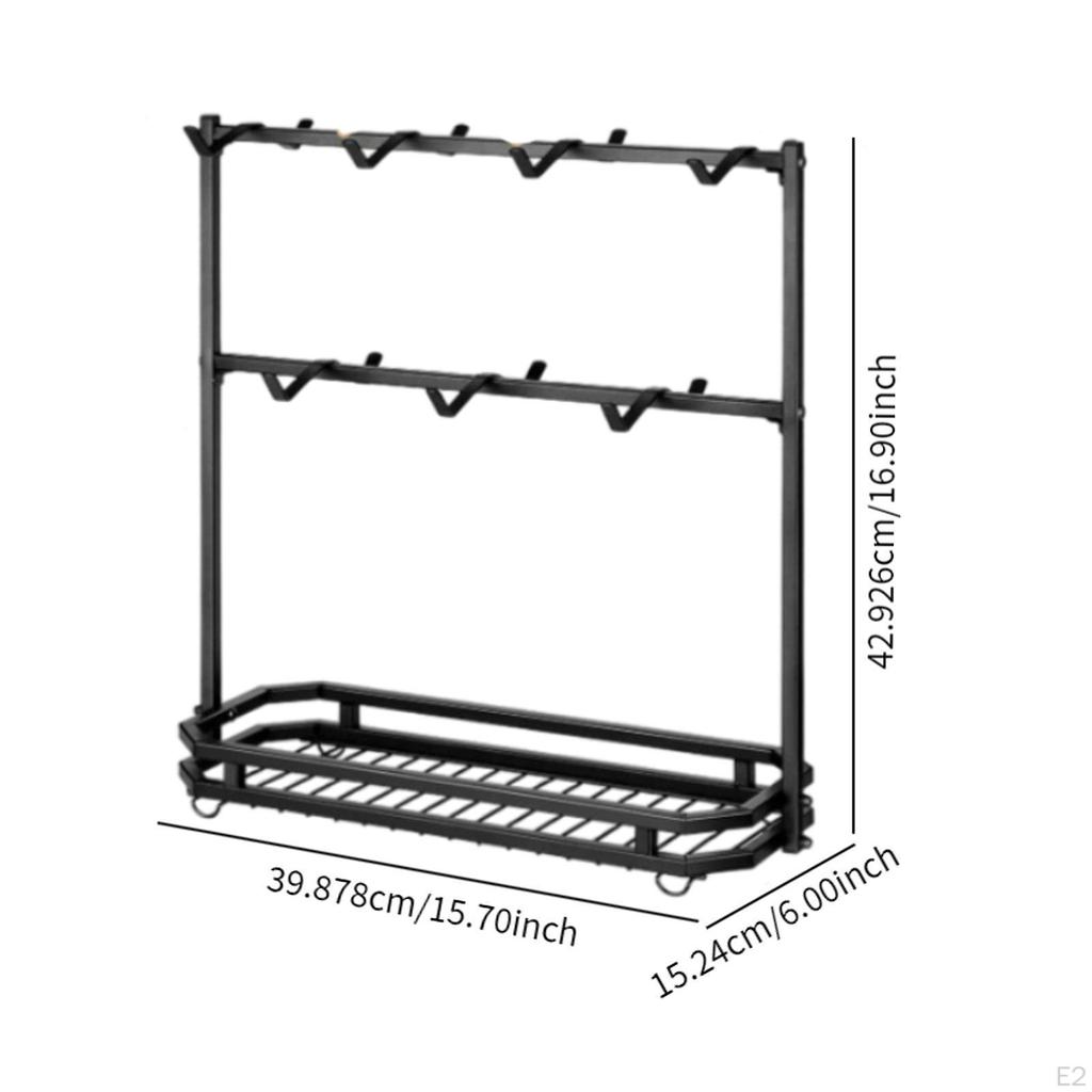 Ceramic Cup Standing Holder Kitchen Storage Hook 14 Hooks 2 Tier Simple Assembly Mugs Hanger