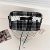 Sweet Causal Black White Checkered Makeup Bag for Schoolgirl Lace Korean Ins Style Large Cosmetic Case Cute Travel Organizer