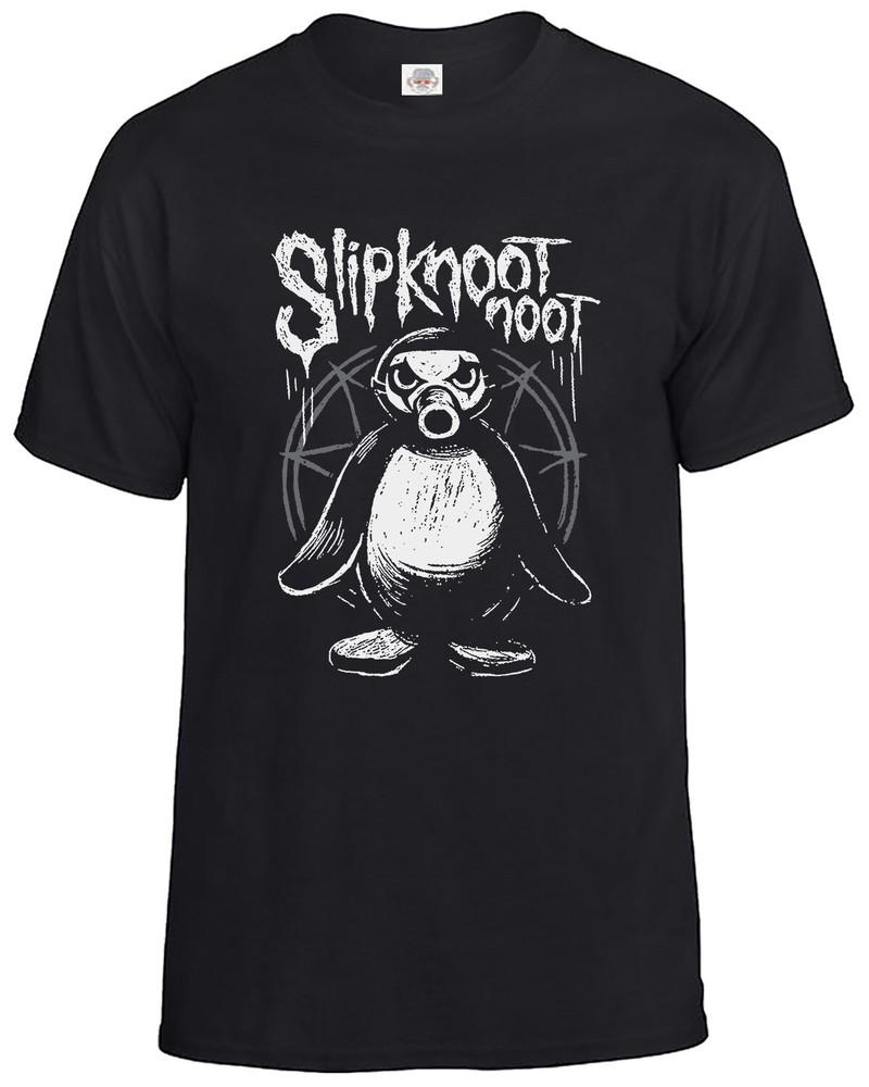 Slipknoot noot TShirt Pingu Penguin Men#039;s Vintage Funny Rock Music Tee Top Unisex T-Shirt S