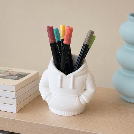 3D Printed Hoodie Pen Holder, Sweatshirt Shape Desk Organizer, Creative Storage for Pens, Makeup Brushes, Office Supplies