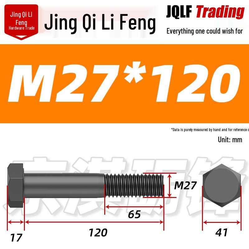 M27-M39 Grade 12.9 Blackened Half-Thread Hexagon Bolt