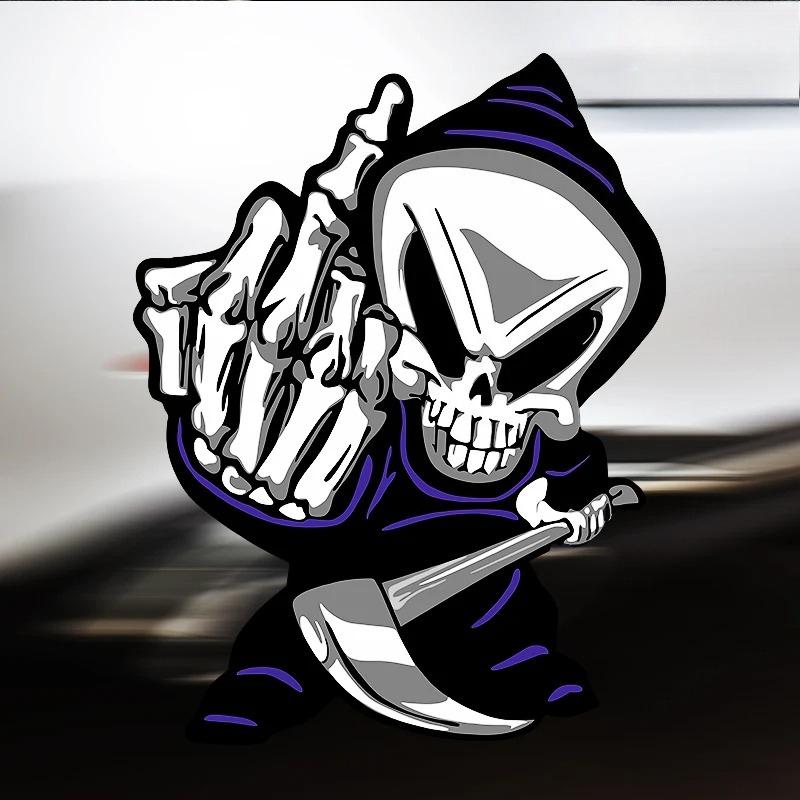 Skull Middle Finger Funny Car Stickers PVC Glue Sticker for Whole Body Car Decoration